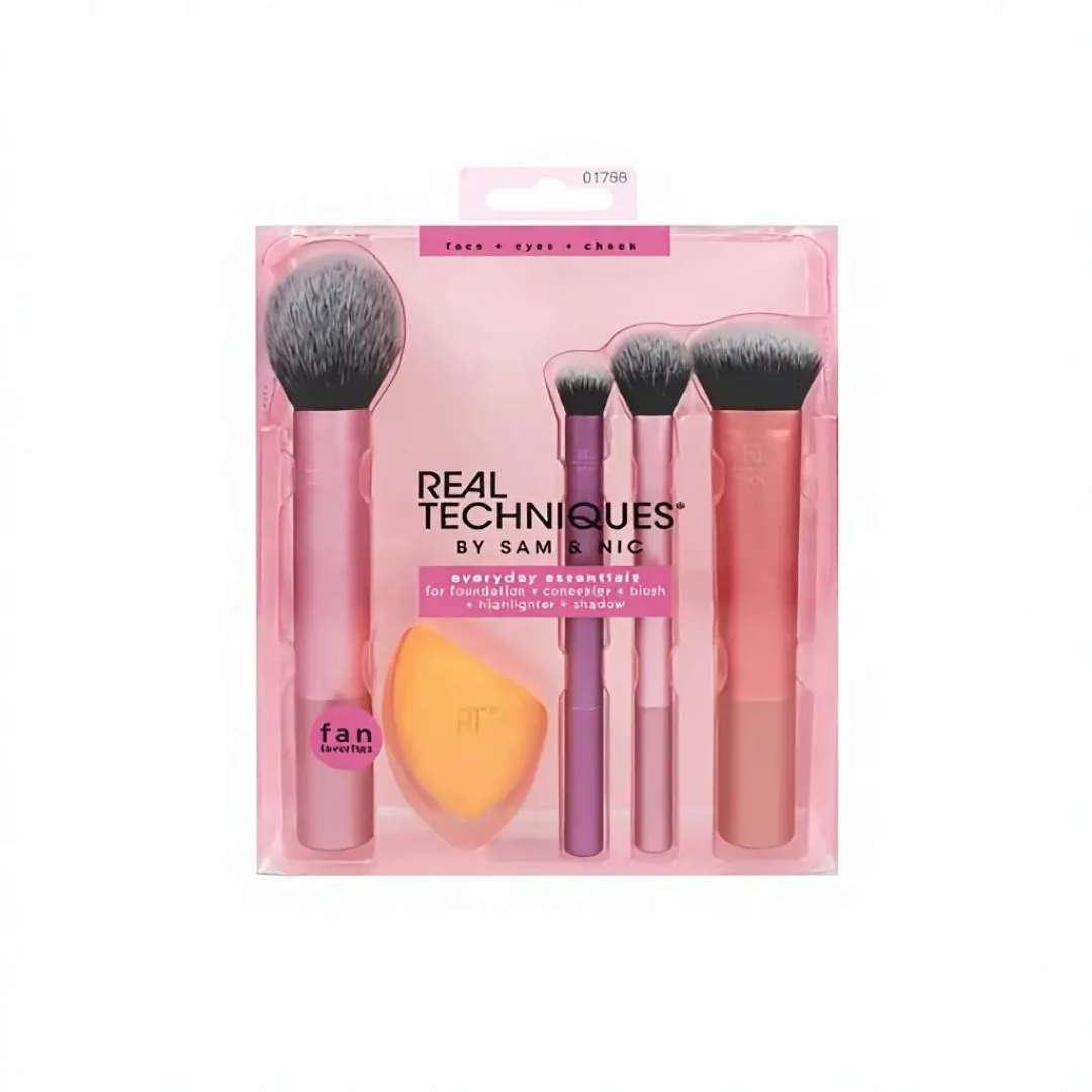 5-Piece Nylon Plastic Handle Loose Powder & Blush Makeup Brush Set for Face Foundation and Eyeshadow Application
