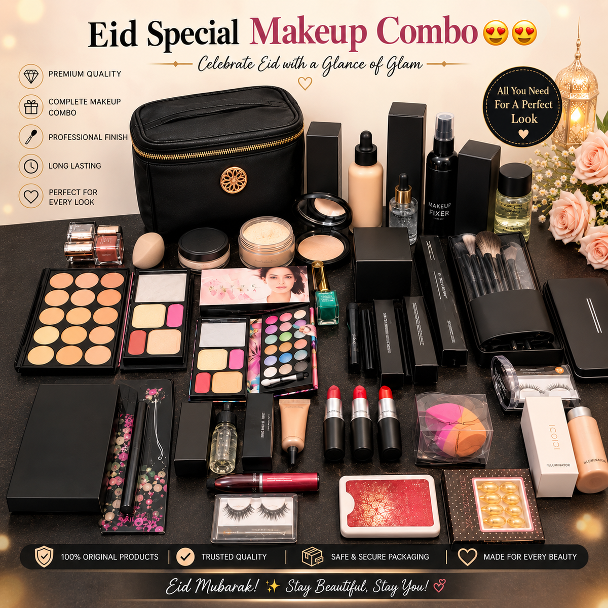 Bridal Party Black Bag Makeup Combo Kit