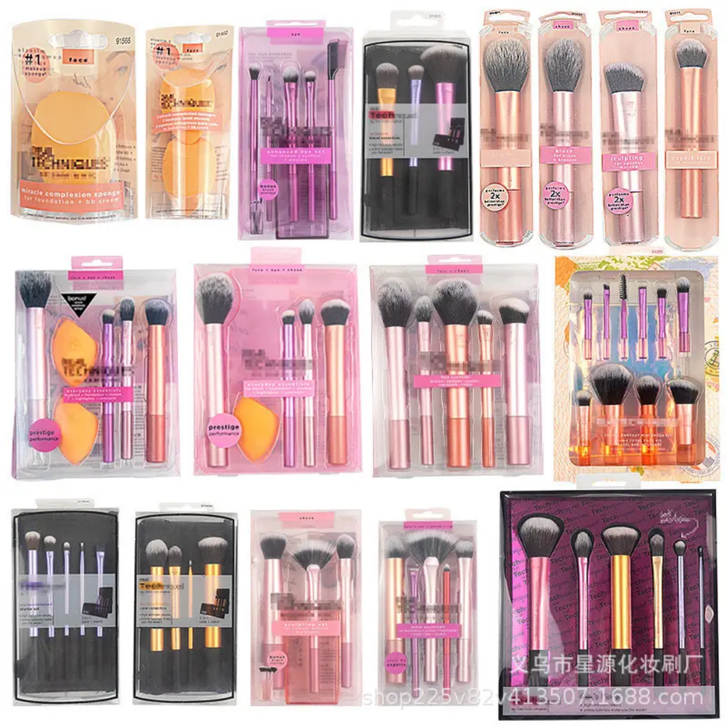 5-Piece Nylon Plastic Handle Loose Powder & Blush Makeup Brush Set for Face Foundation and Eyeshadow Application